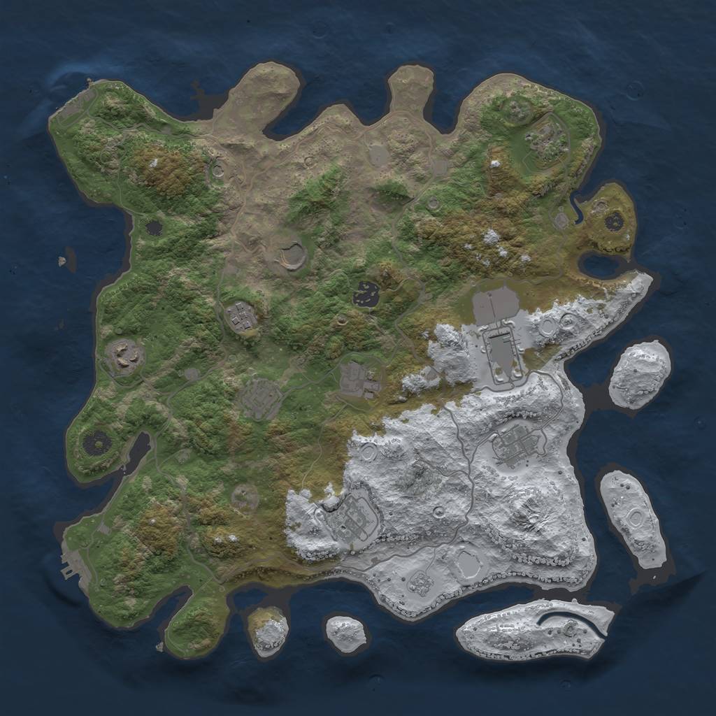 Rust Map: Procedural Map, Size: 4000, Seed: 311134, 19 Monuments