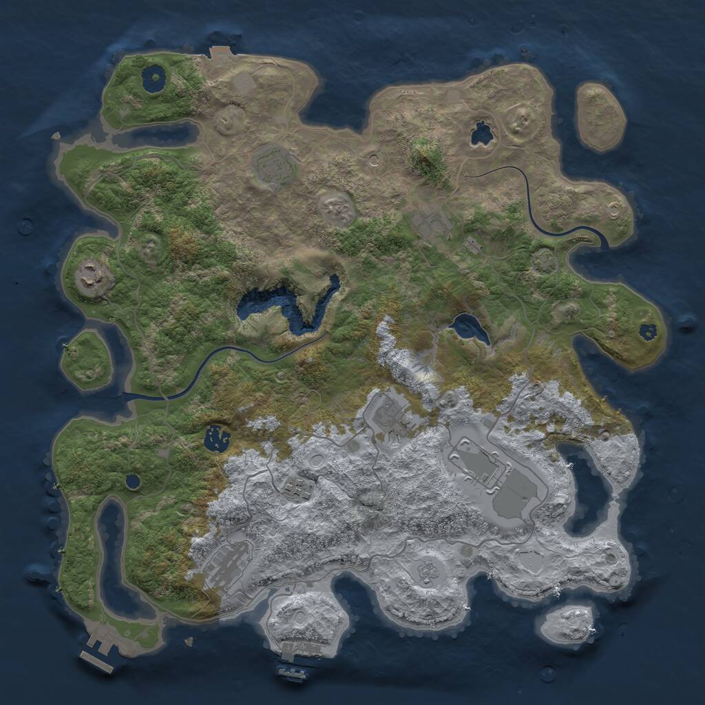 Rust Map: Procedural Map, Size: 4000, Seed: 195694, 14 Monuments