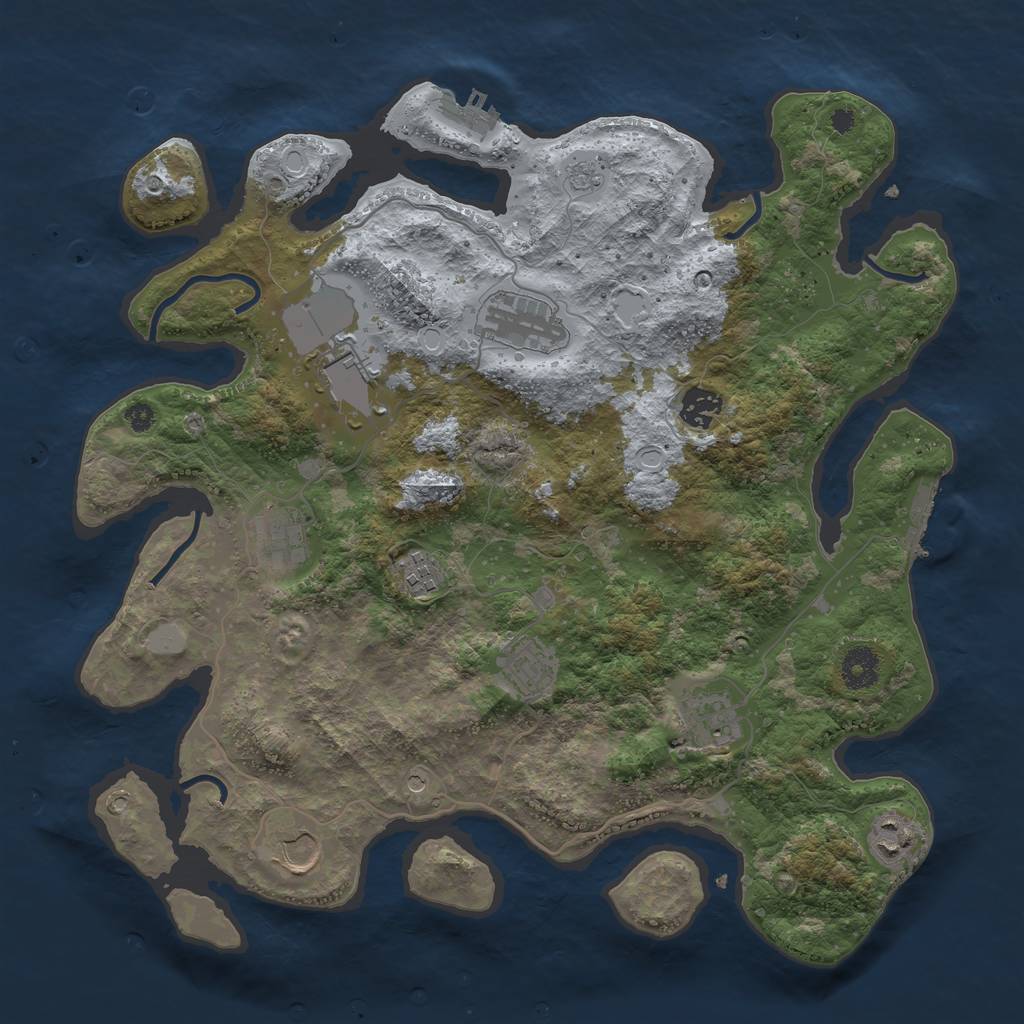 Rust Map: Procedural Map, Size: 3750, Seed: 1360854258, 18 Monuments