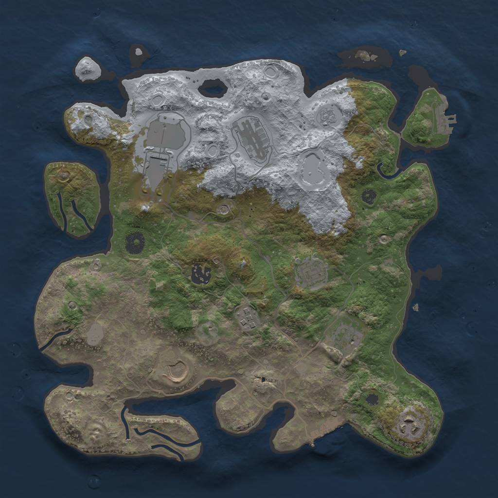 Rust Map: Procedural Map, Size: 3500, Seed: 1326732918, 17 Monuments
