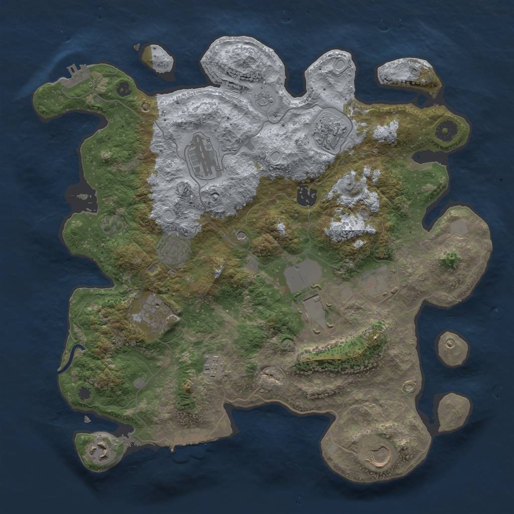 Rust Map: Procedural Map, Size: 3650, Seed: 705, 19 Monuments