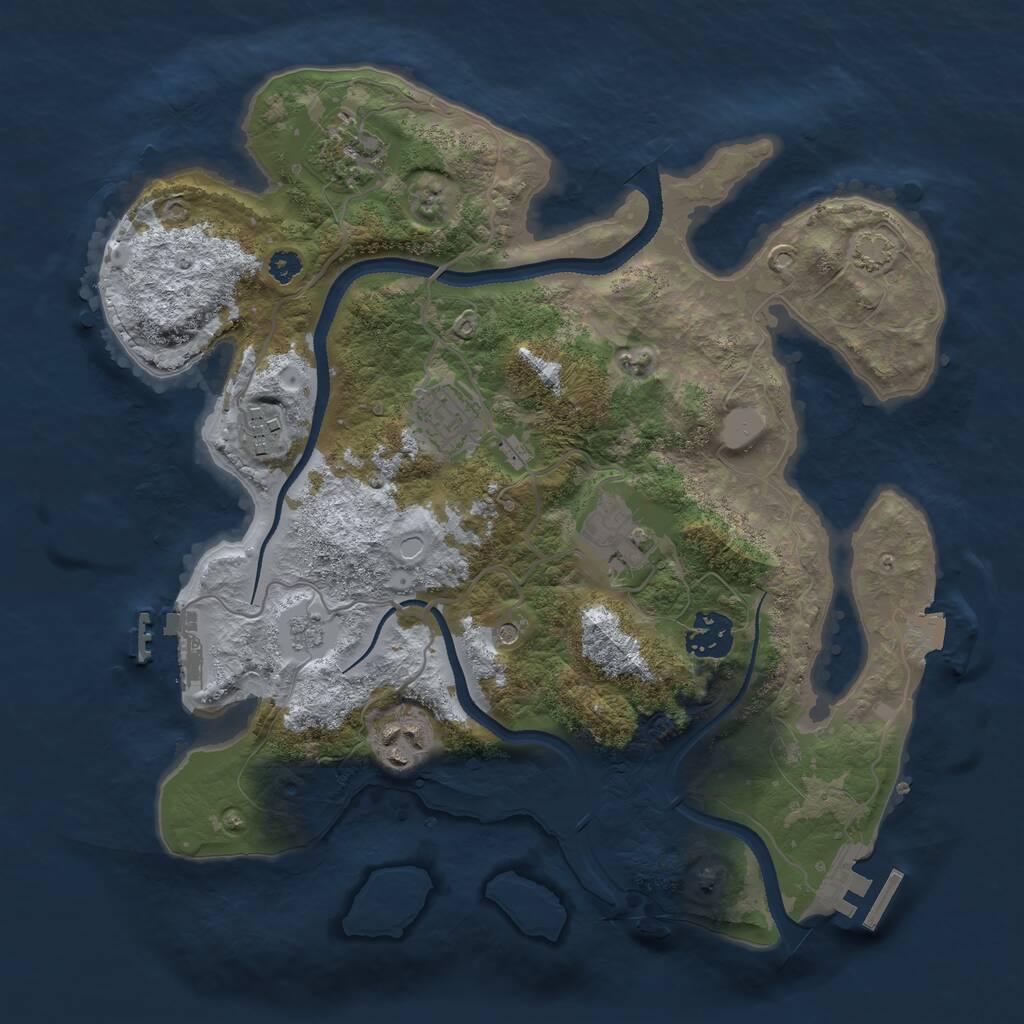 Rust Map: Procedural Map, Size: 3200, Seed: 84735, 12 Monuments
