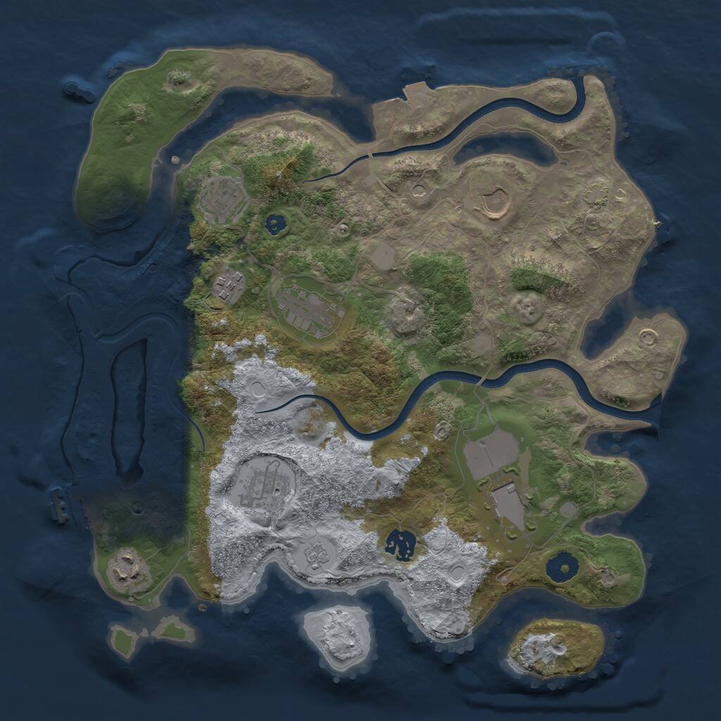 Rust Map: Procedural Map, Size: 3500, Seed: 570810612, 13 Monuments