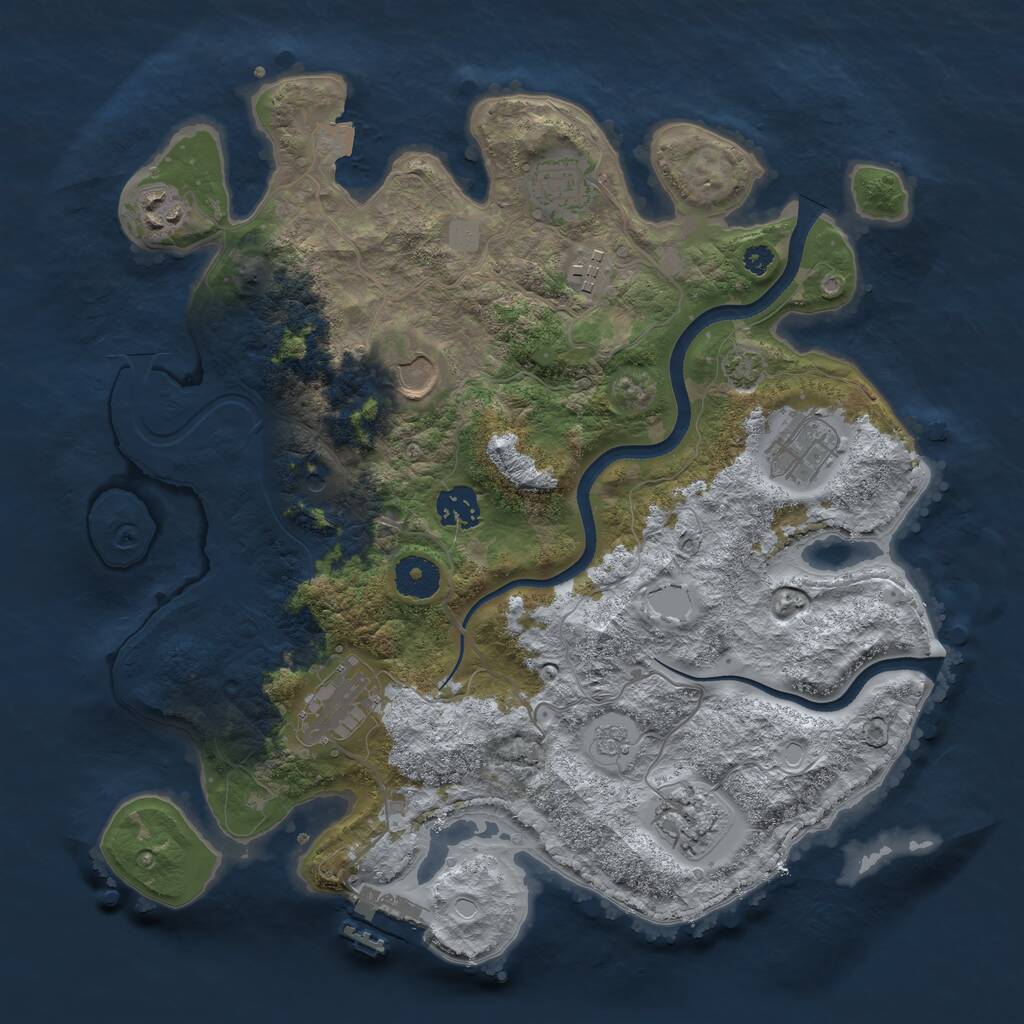 Rust Map: Procedural Map, Size: 3500, Seed: 1532188992, 13 Monuments