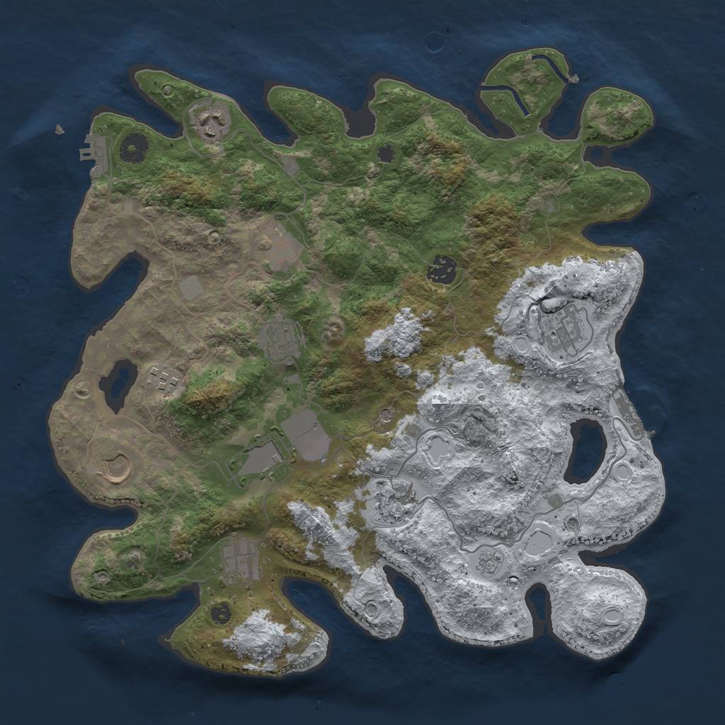 Rust Map: Procedural Map, Size: 3700, Seed: 2048864295, 19 Monuments
