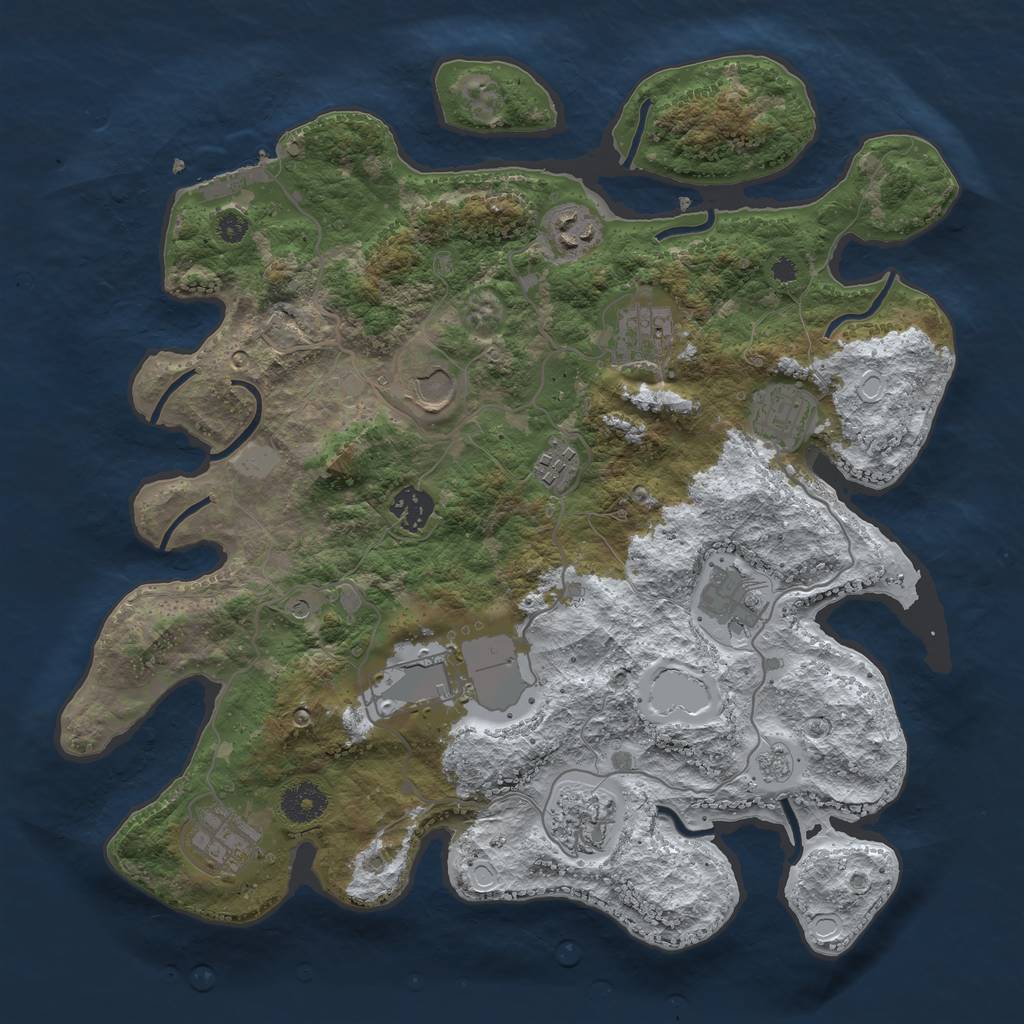 Rust Map: Procedural Map, Size: 3600, Seed: 2550149, 18 Monuments
