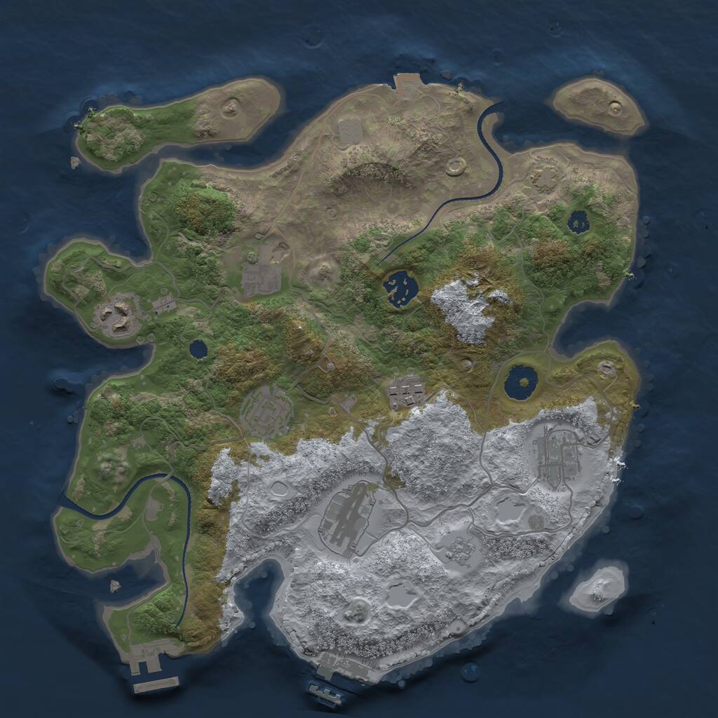 Rust Map: Procedural Map, Size: 3200, Seed: 251221, 12 Monuments