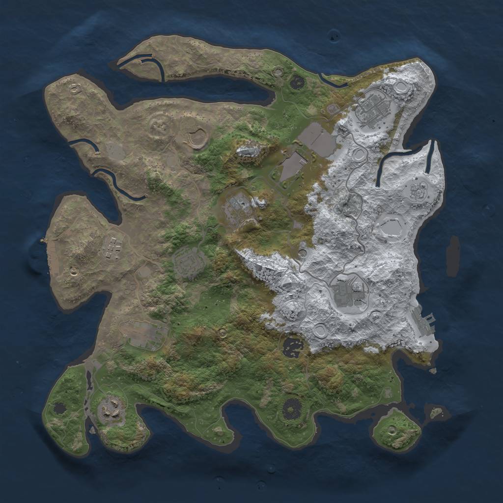 Rust Map: Procedural Map, Size: 3600, Seed: 1602834001, 19 Monuments