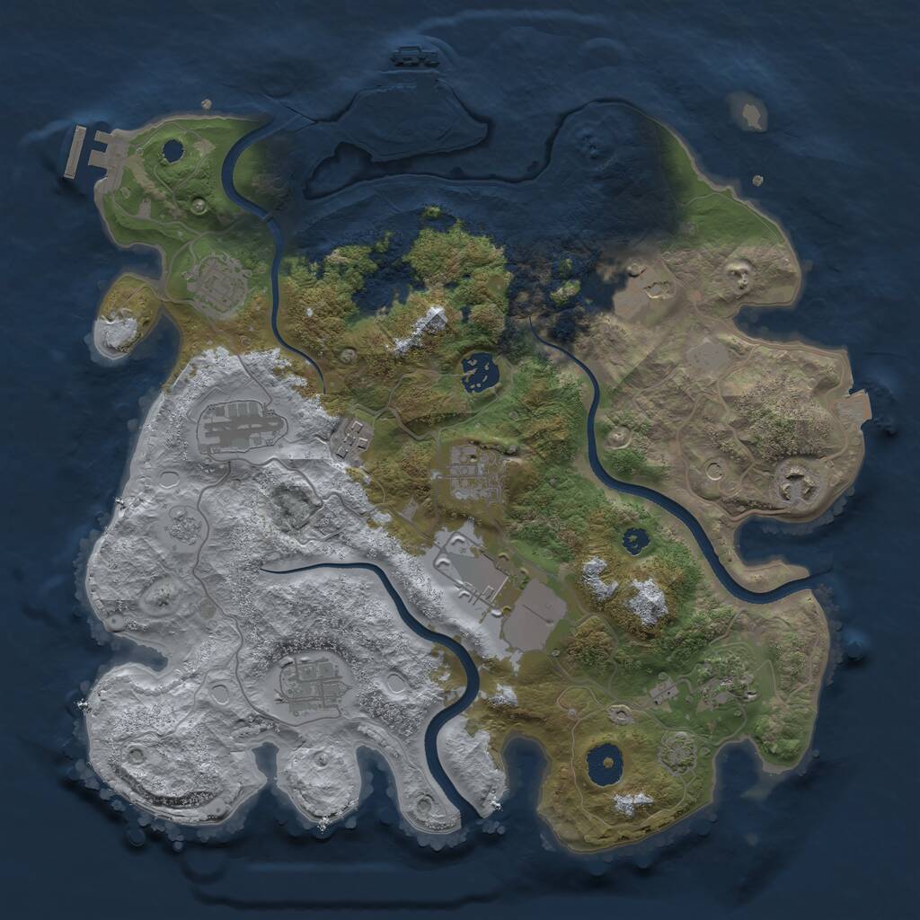 Rust Map: Procedural Map, Size: 3500, Seed: 1419199034, 16 Monuments