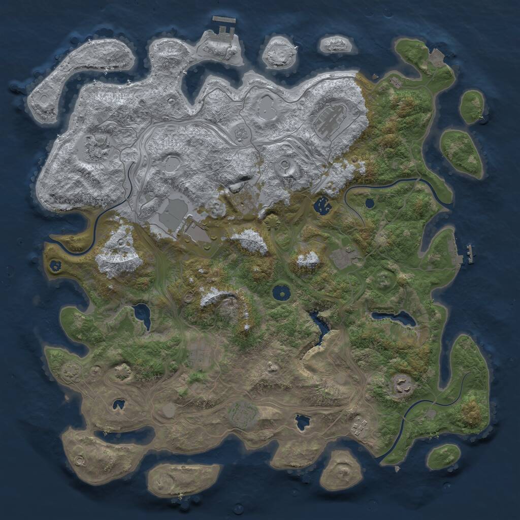 Rust Map: Procedural Map, Size: 4500, Seed: 346456345, 16 Monuments