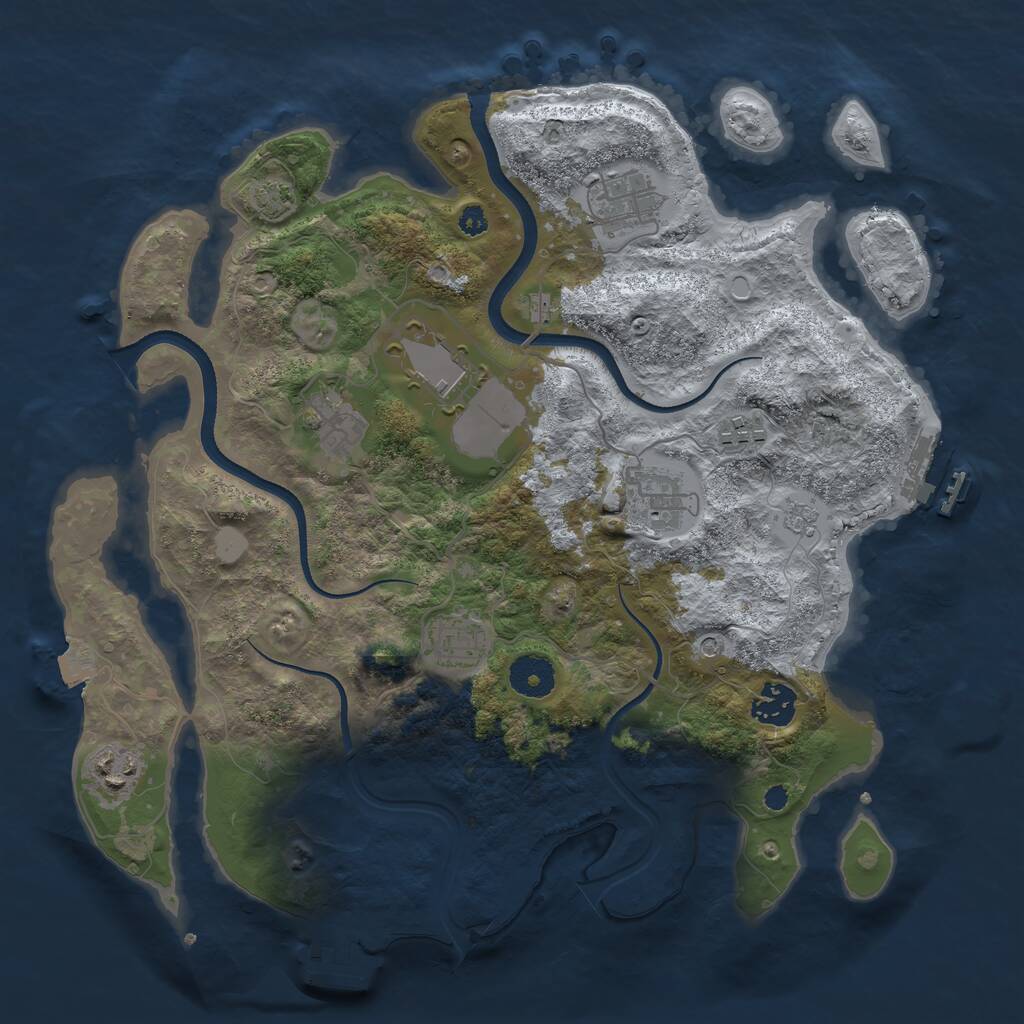 Rust Map: Procedural Map, Size: 3500, Seed: 25783782, 14 Monuments