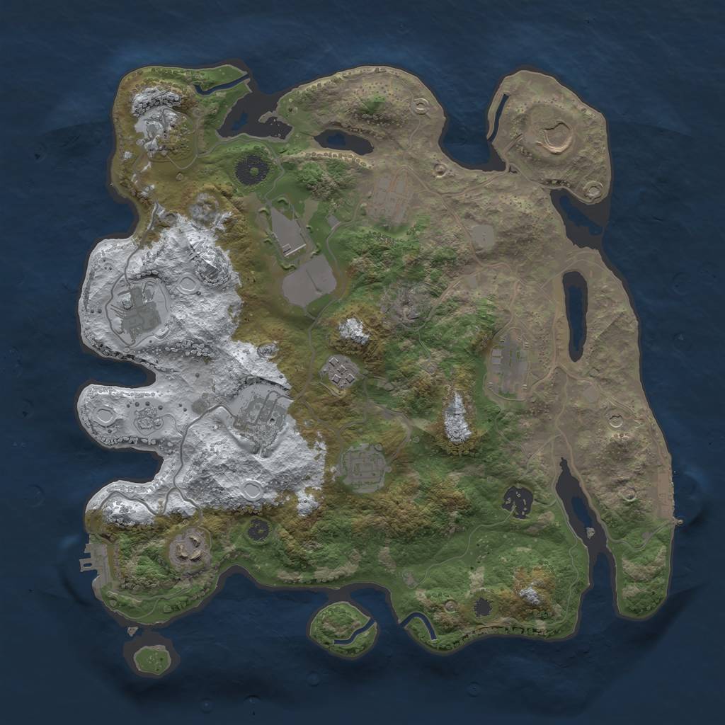 Rust Map: Procedural Map, Size: 3500, Seed: 1810291184, 20 Monuments