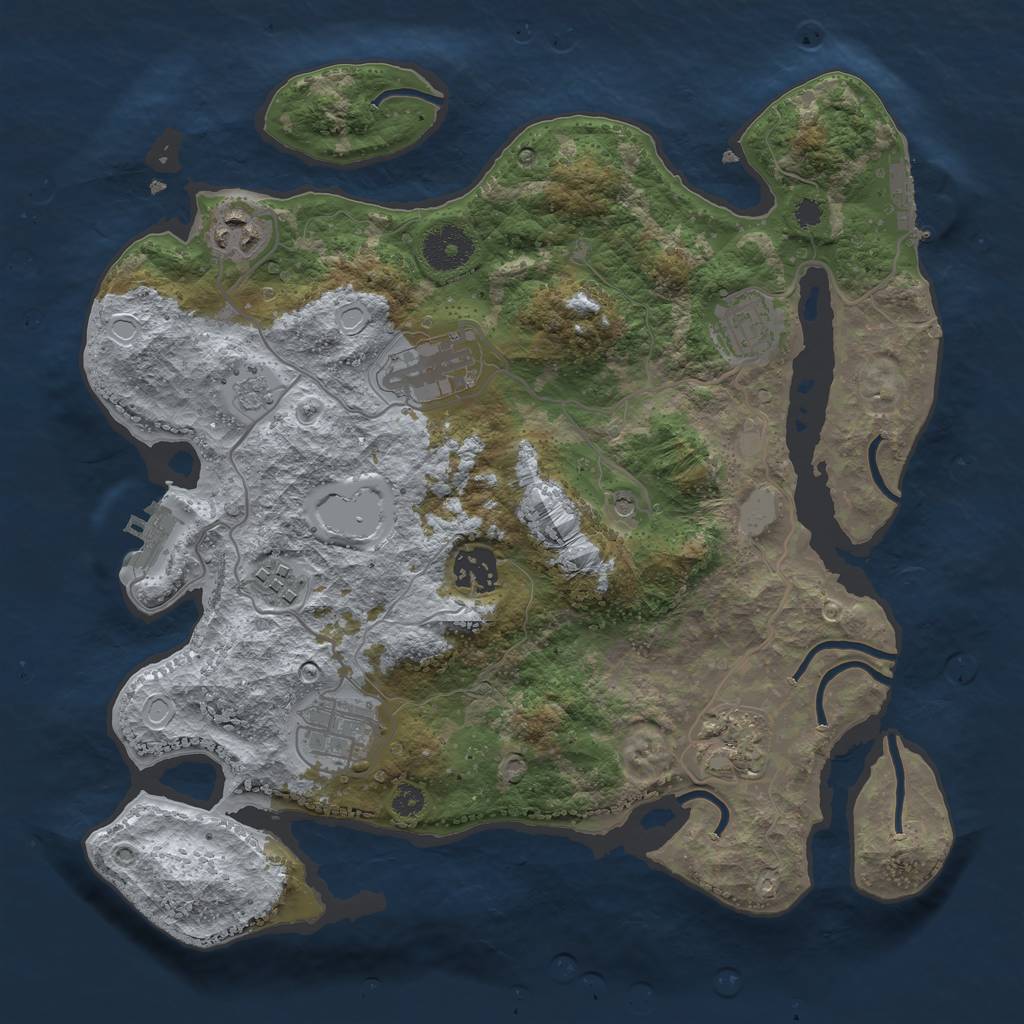 Rust Map: Procedural Map, Size: 3300, Seed: 872799441, 14 Monuments