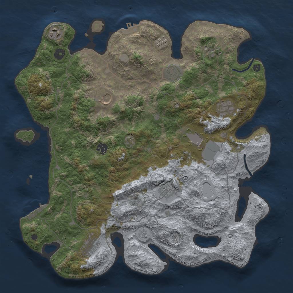 Rust Map: Procedural Map, Size: 4000, Seed: 1282607722, 19 Monuments