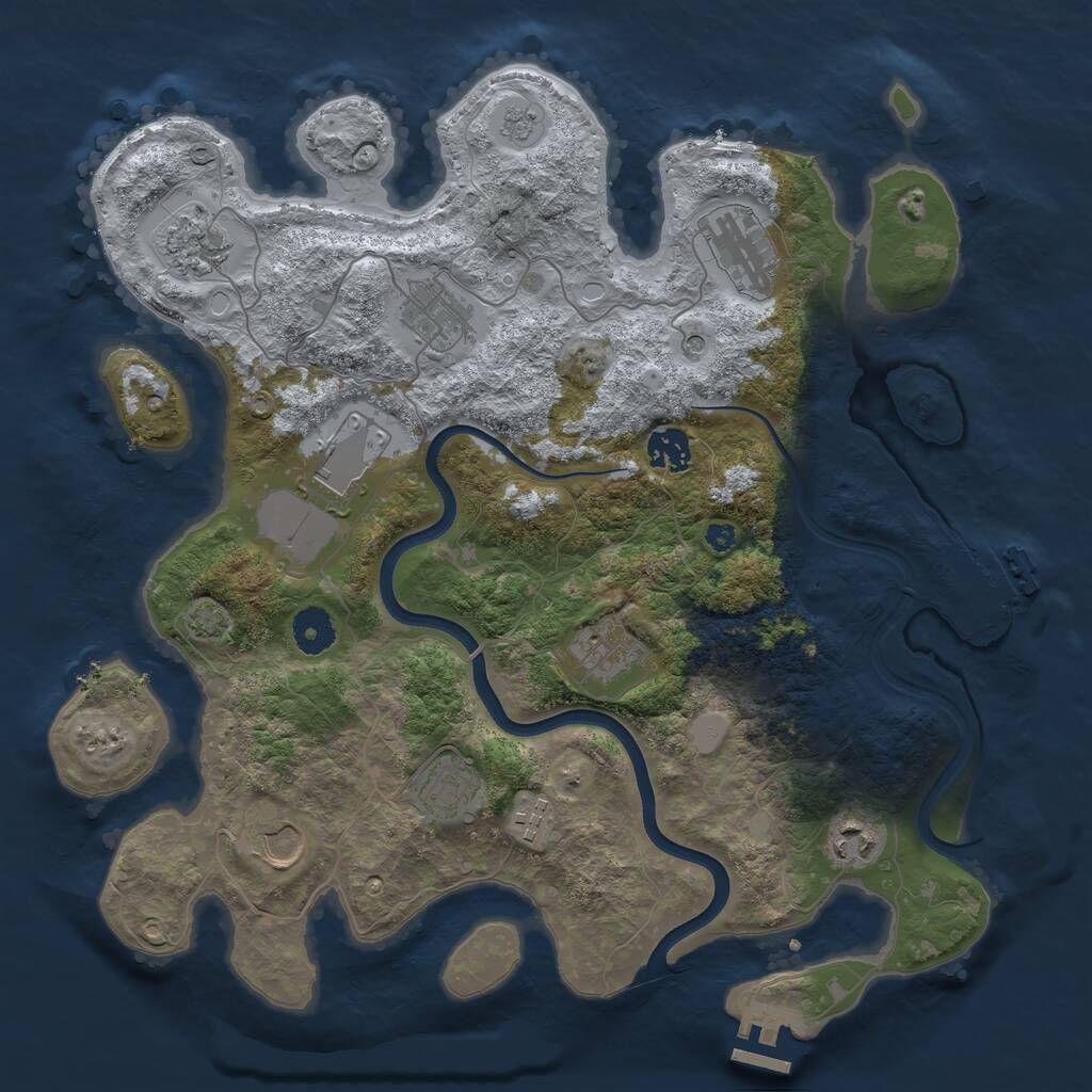 Rust Map: Procedural Map, Size: 3700, Seed: 276853620, 16 Monuments