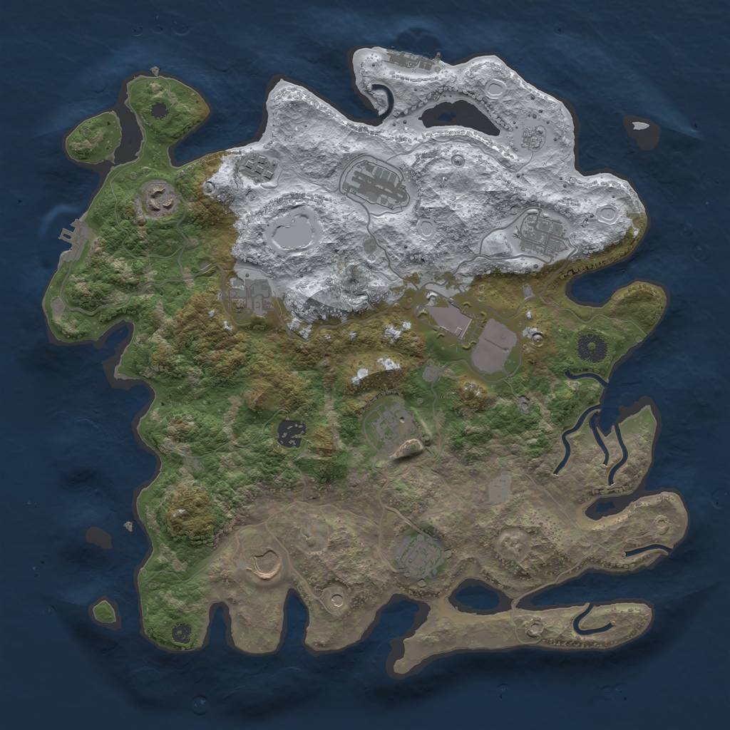 Rust Map: Procedural Map, Size: 3750, Seed: 37878725, 19 Monuments