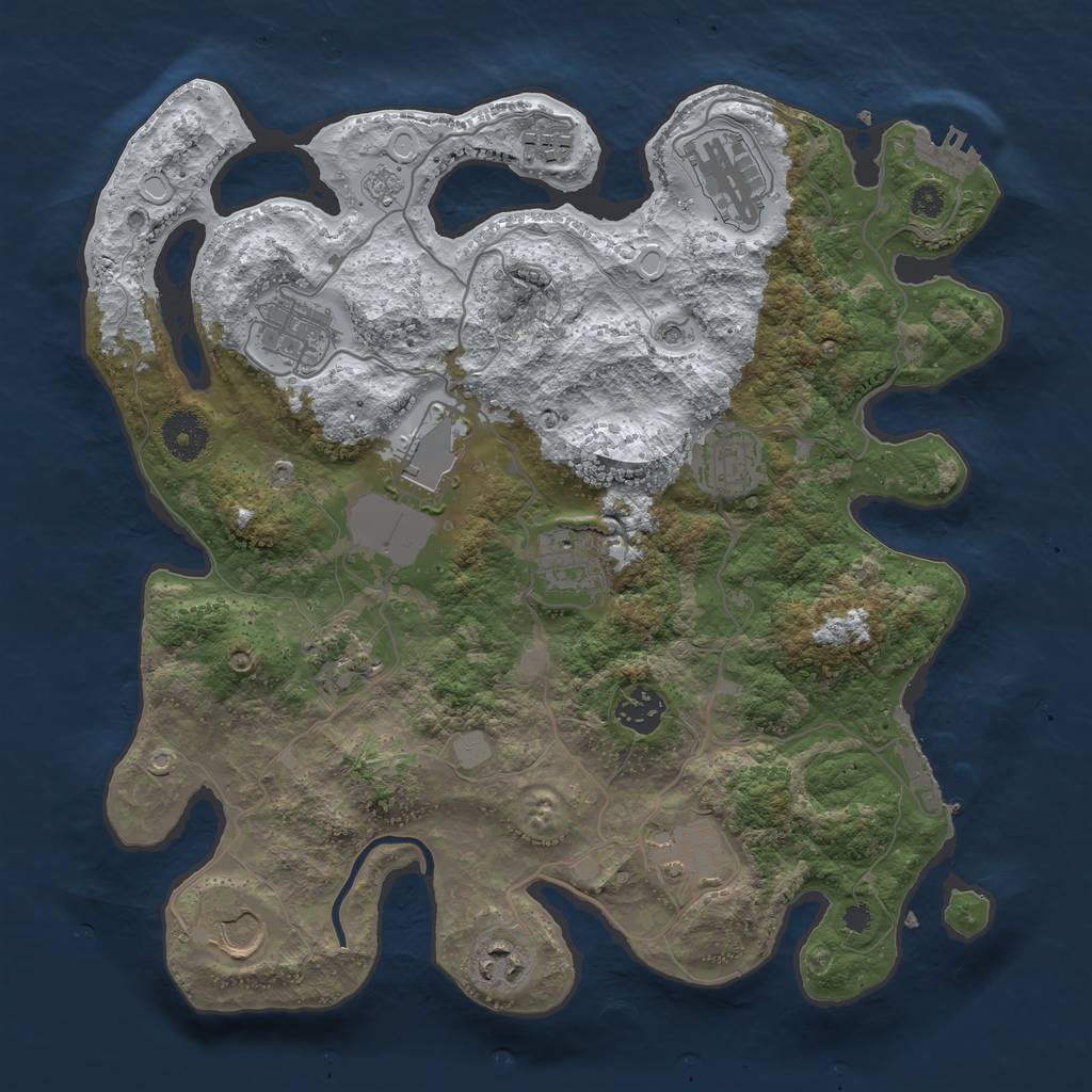 Rust Map: Procedural Map, Size: 3500, Seed: 1101353278, 20 Monuments