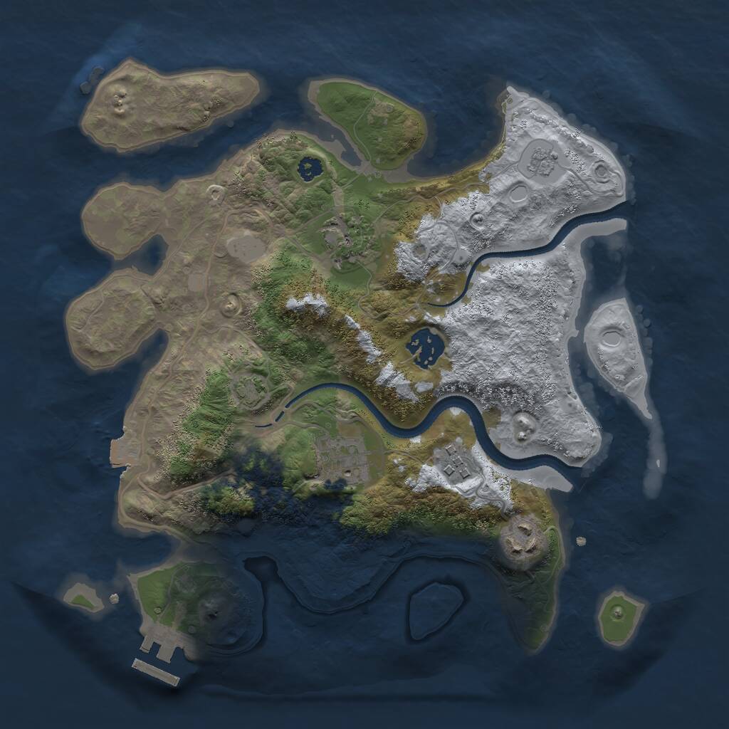 Rust Map: Procedural Map, Size: 3000, Seed: 905519040, 9 Monuments