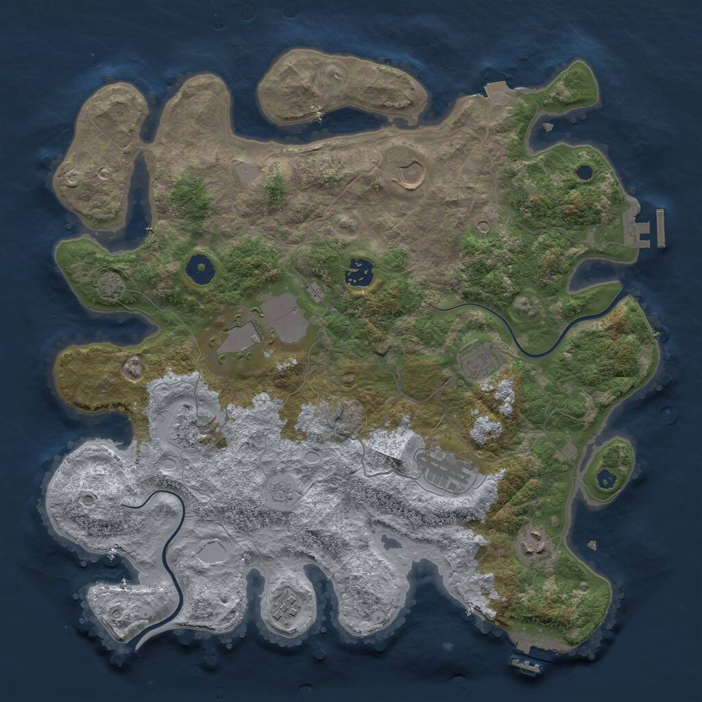 Rust Map: Procedural Map, Size: 3700, Seed: 1153715646, 14 Monuments