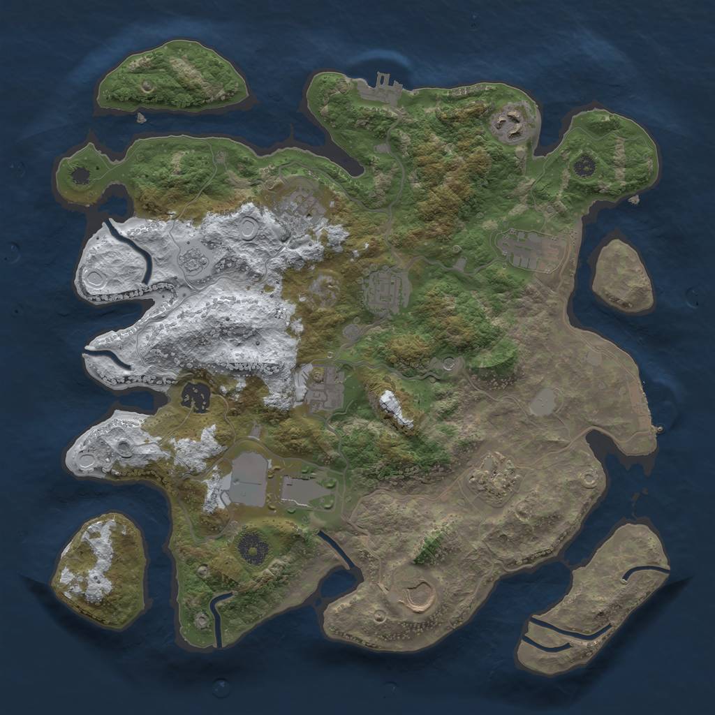 Rust Map: Procedural Map, Size: 3500, Seed: 912814965, 18 Monuments