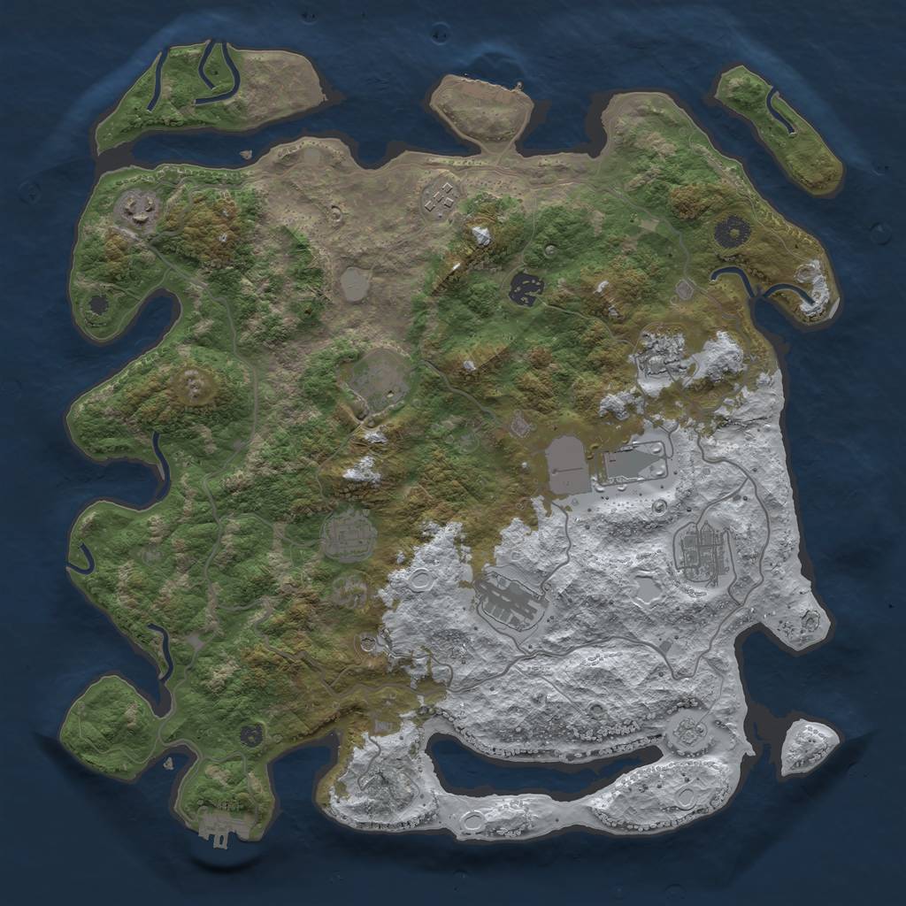 Rust Map: Procedural Map, Size: 4000, Seed: 127112183, 18 Monuments