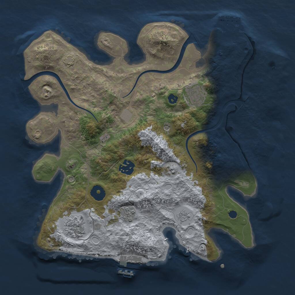 Rust Map: Procedural Map, Size: 3000, Seed: 93496, 10 Monuments