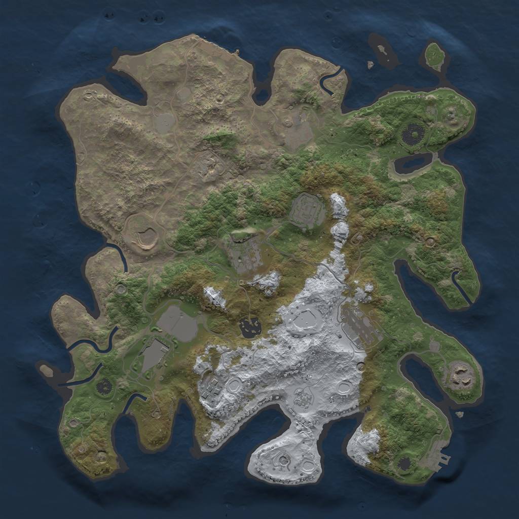 Rust Map: Procedural Map, Size: 3500, Seed: 17654785, 18 Monuments