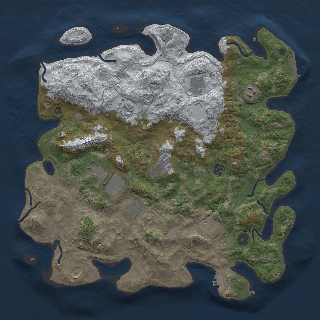 Rust Map: Procedural Map, Size: 4096, Seed: 1106501518, 19 Monuments