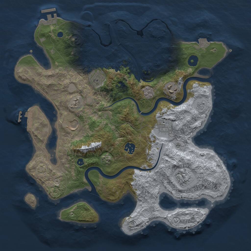 Rust Map: Procedural Map, Size: 3500, Seed: 61764222, 13 Monuments