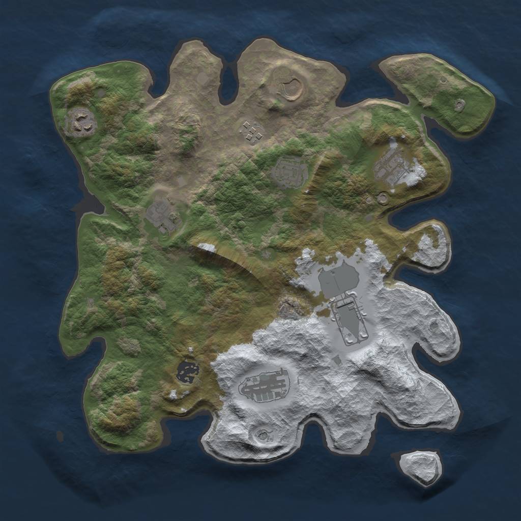 Rust Map: Barren, Size: 3500, Seed: 708784582, 12 Monuments