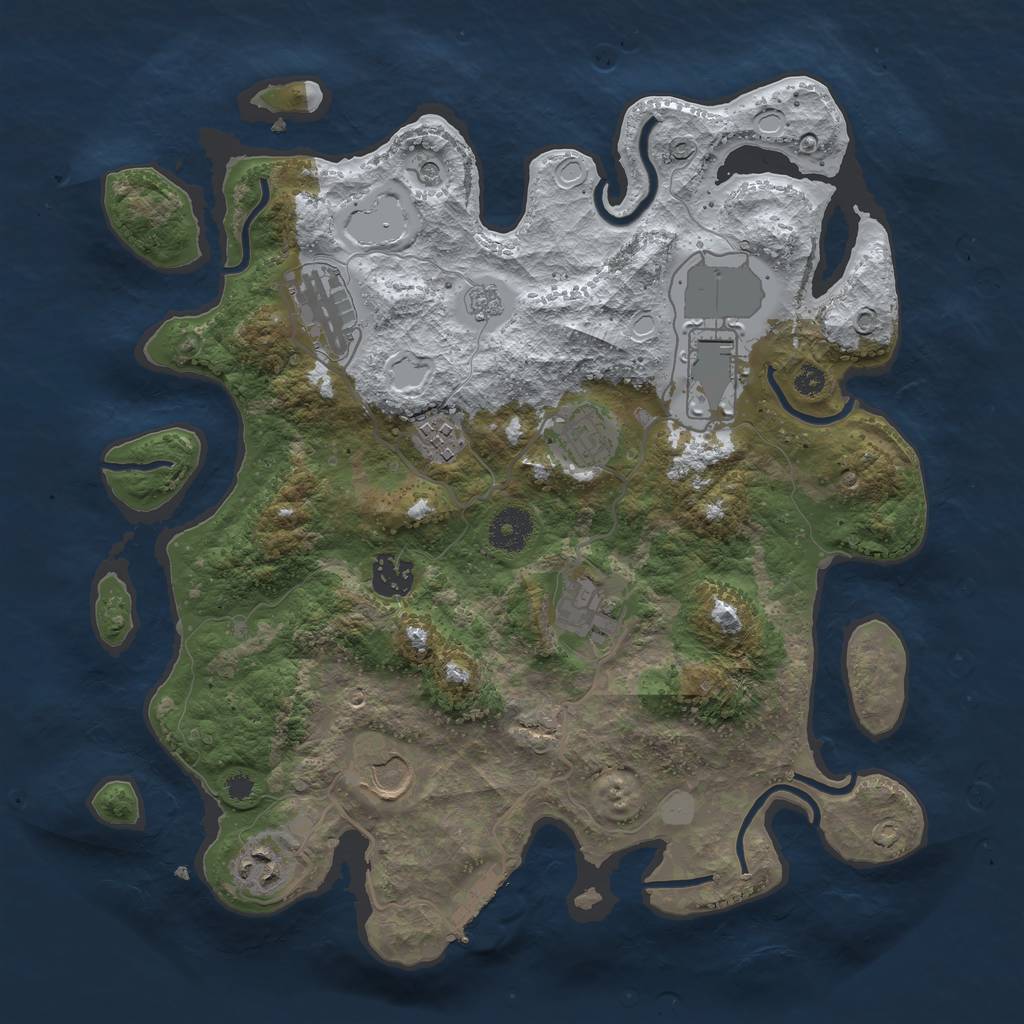 Rust Map: Procedural Map, Size: 3500, Seed: 53421233, 16 Monuments