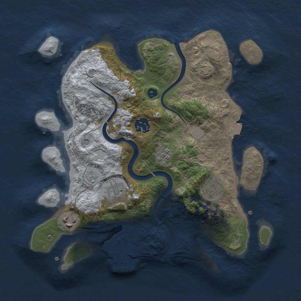 Rust Map: Procedural Map, Size: 3000, Seed: 17177, 10 Monuments
