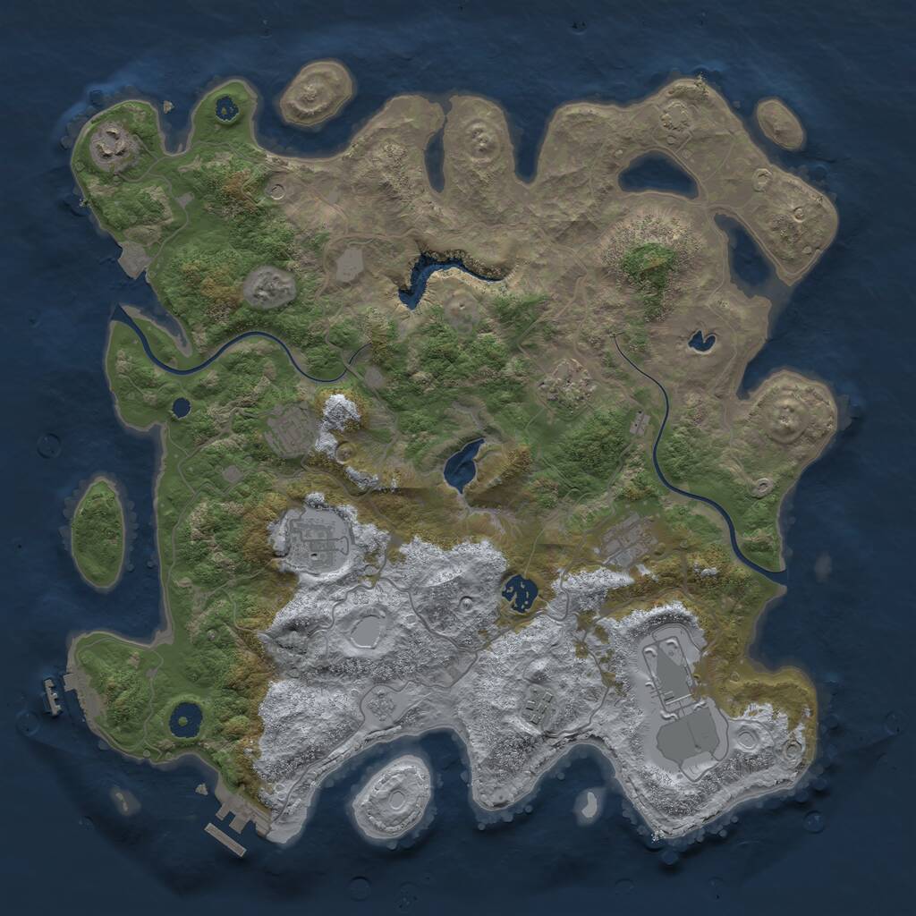 Rust Map: Procedural Map, Size: 4000, Seed: 994822, 14 Monuments