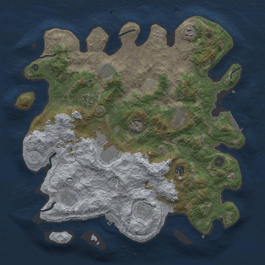 Rust Map: Procedural Map, Size: 4000, Seed: 109180, 18 Monuments