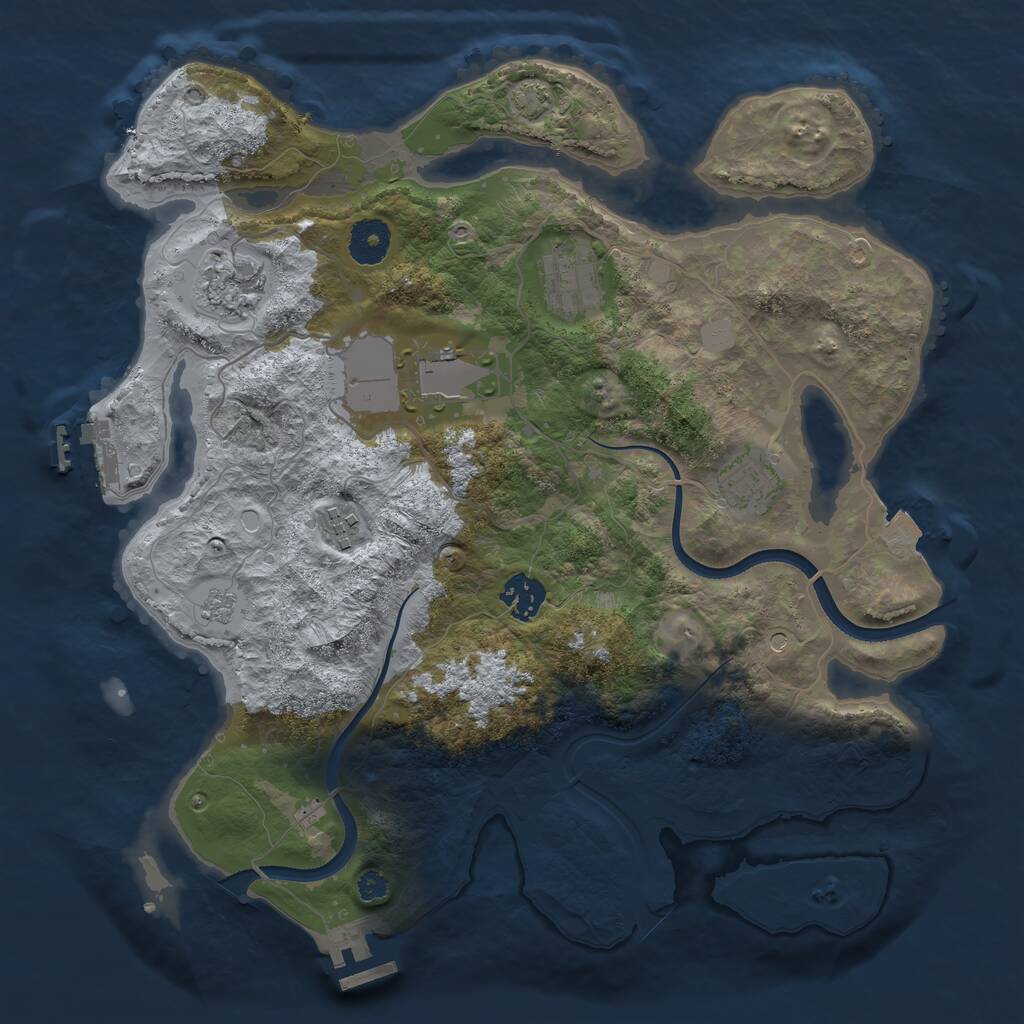 Rust Map: Procedural Map, Size: 3500, Seed: 17523, 12 Monuments