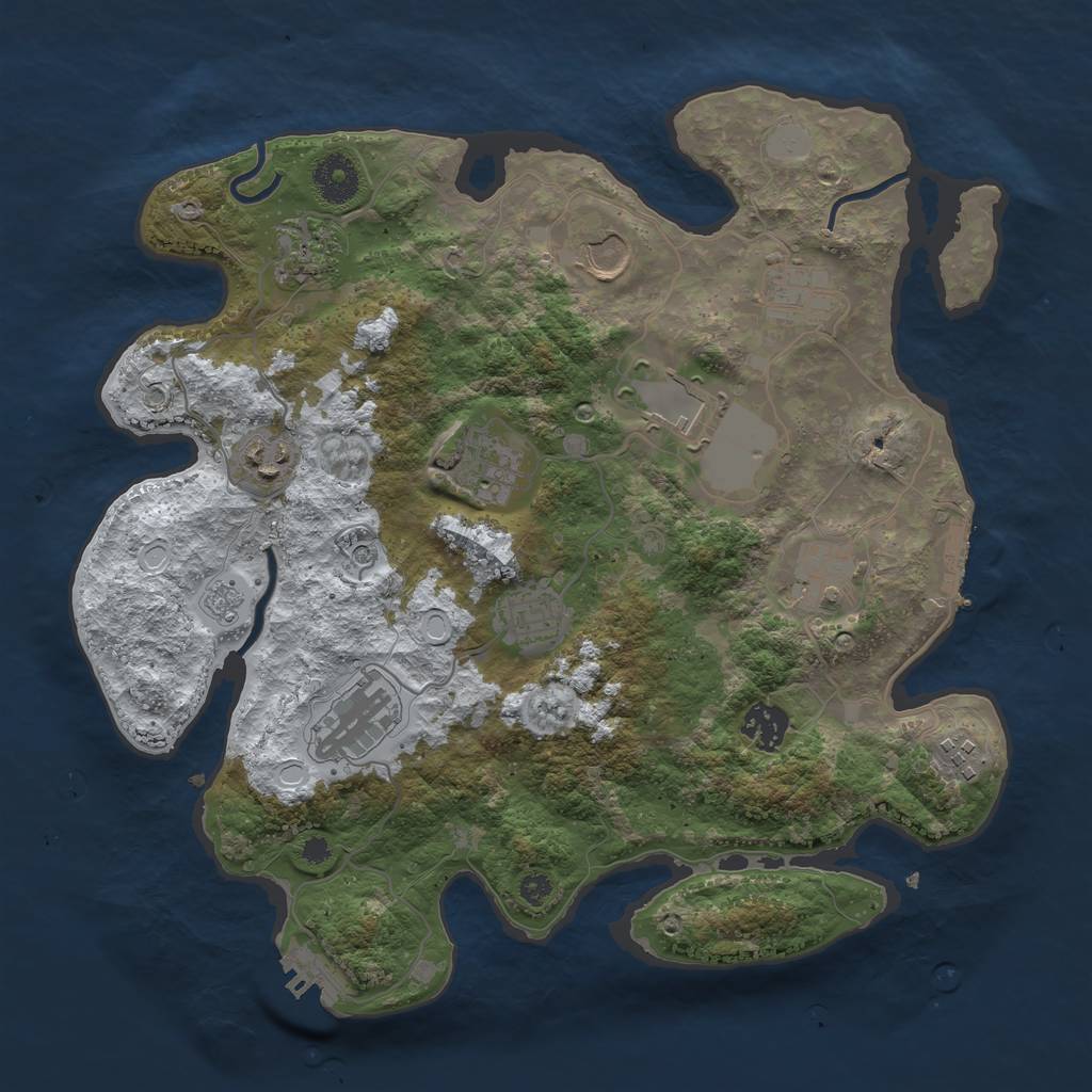 Rust Map: Procedural Map, Size: 3500, Seed: 2057492986, 20 Monuments