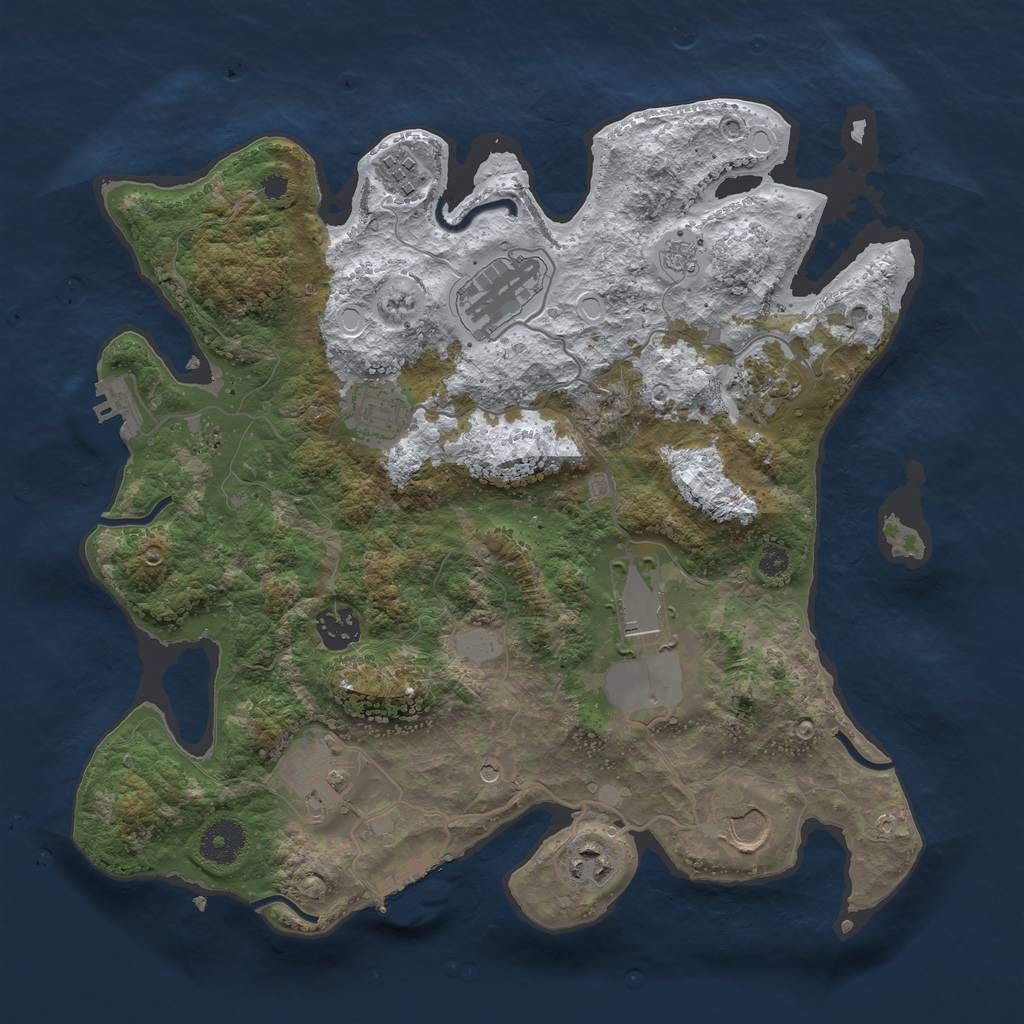 Rust Map: Procedural Map, Size: 3500, Seed: 6465, 18 Monuments