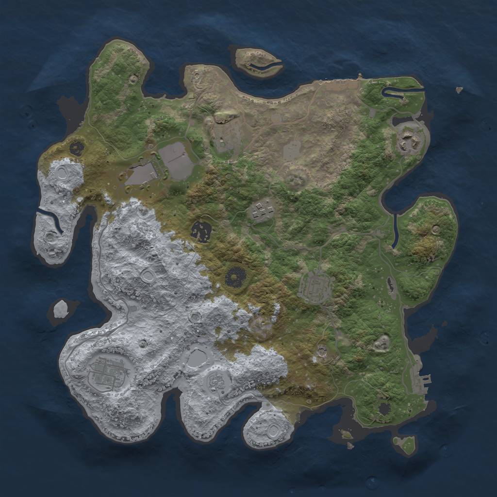 Rust Map: Procedural Map, Size: 3500, Seed: 27130418, 16 Monuments