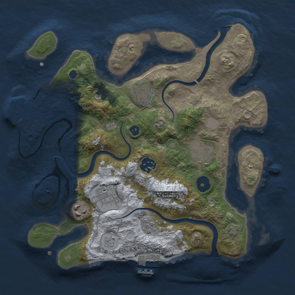 Rust Map: Procedural Map, Size: 3000, Seed: 5468219, 12 Monuments