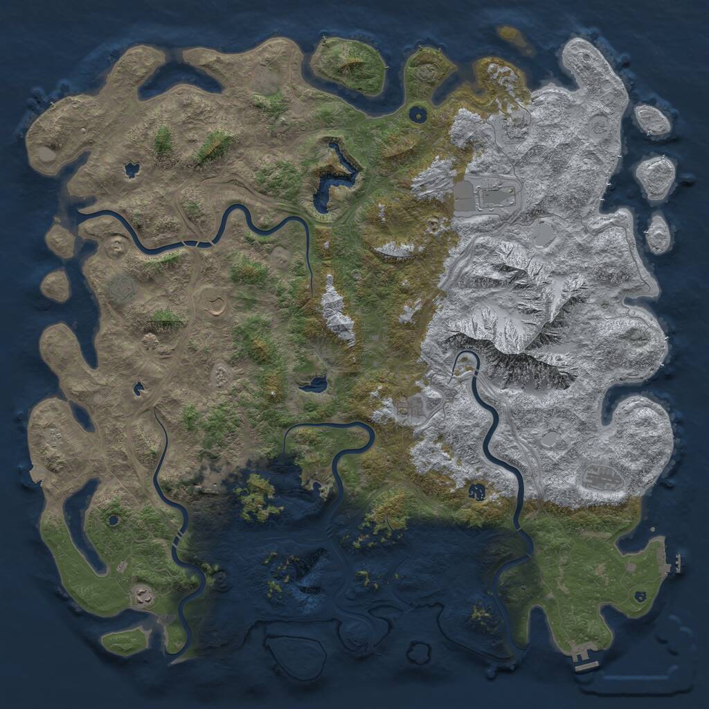 Rust Map: Procedural Map, Size: 6000, Seed: 3441371, 17 Monuments