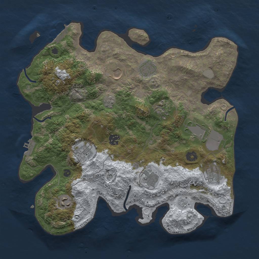 Rust Map: Procedural Map, Size: 3500, Seed: 1533740074, 19 Monuments