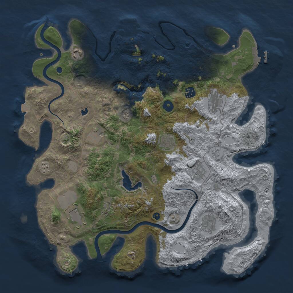 Rust Map: Procedural Map, Size: 4000, Seed: 910911, 16 Monuments