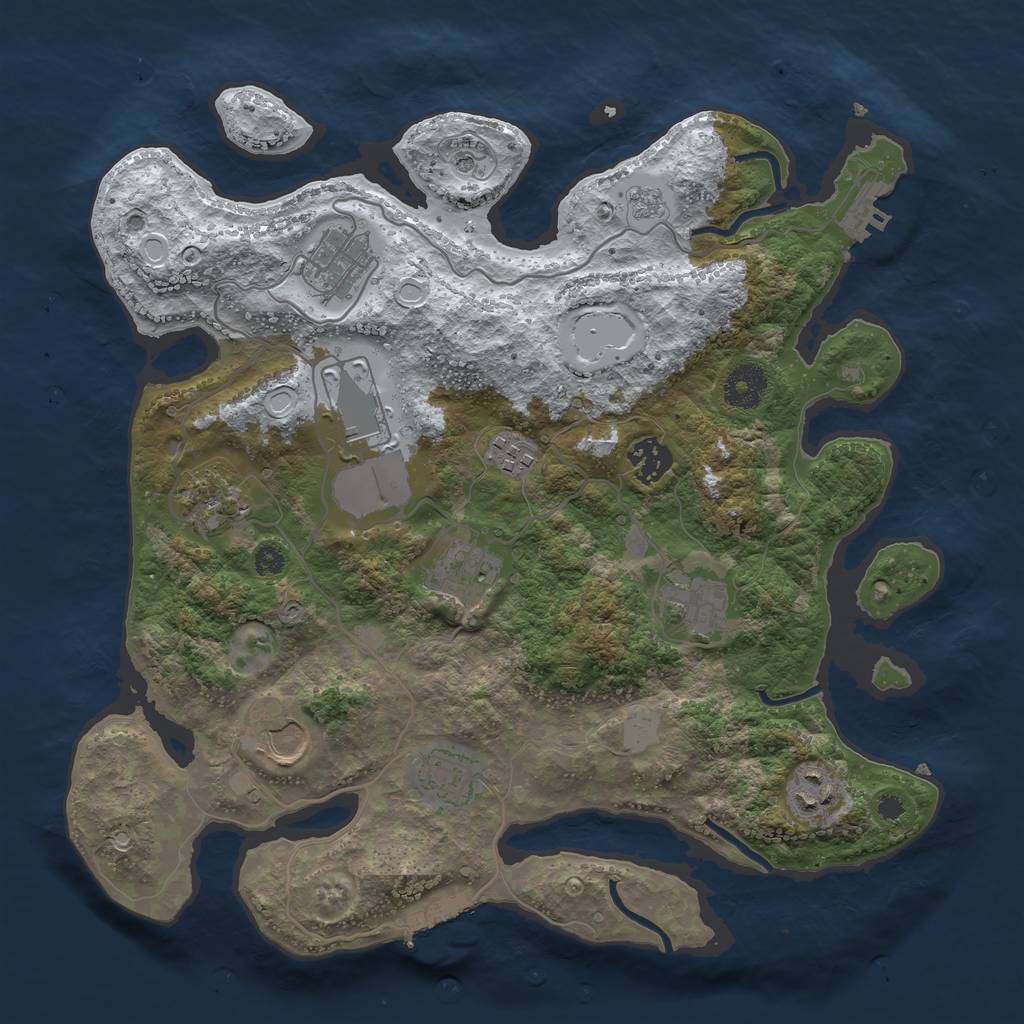 Rust Map: Procedural Map, Size: 3500, Seed: 1439525667, 19 Monuments