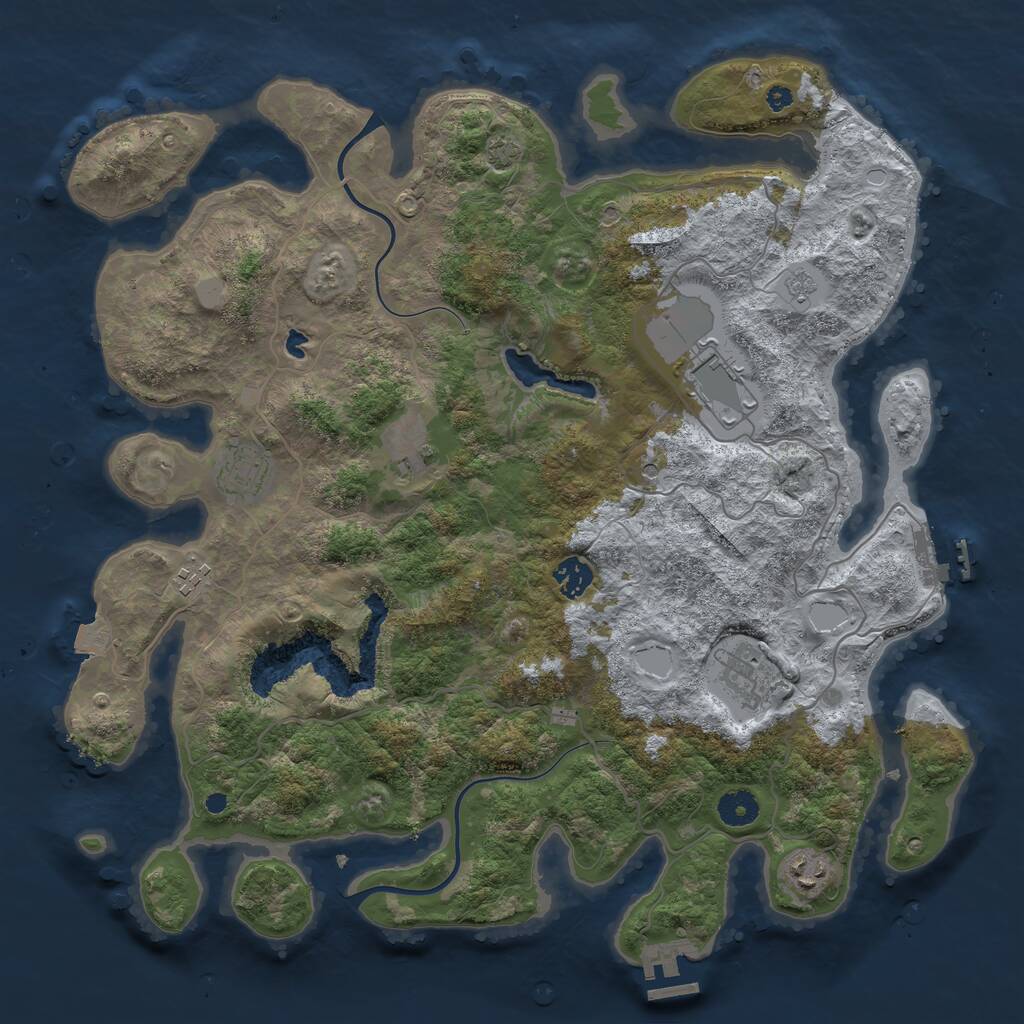 Rust Map: Procedural Map, Size: 4000, Seed: 245445, 13 Monuments