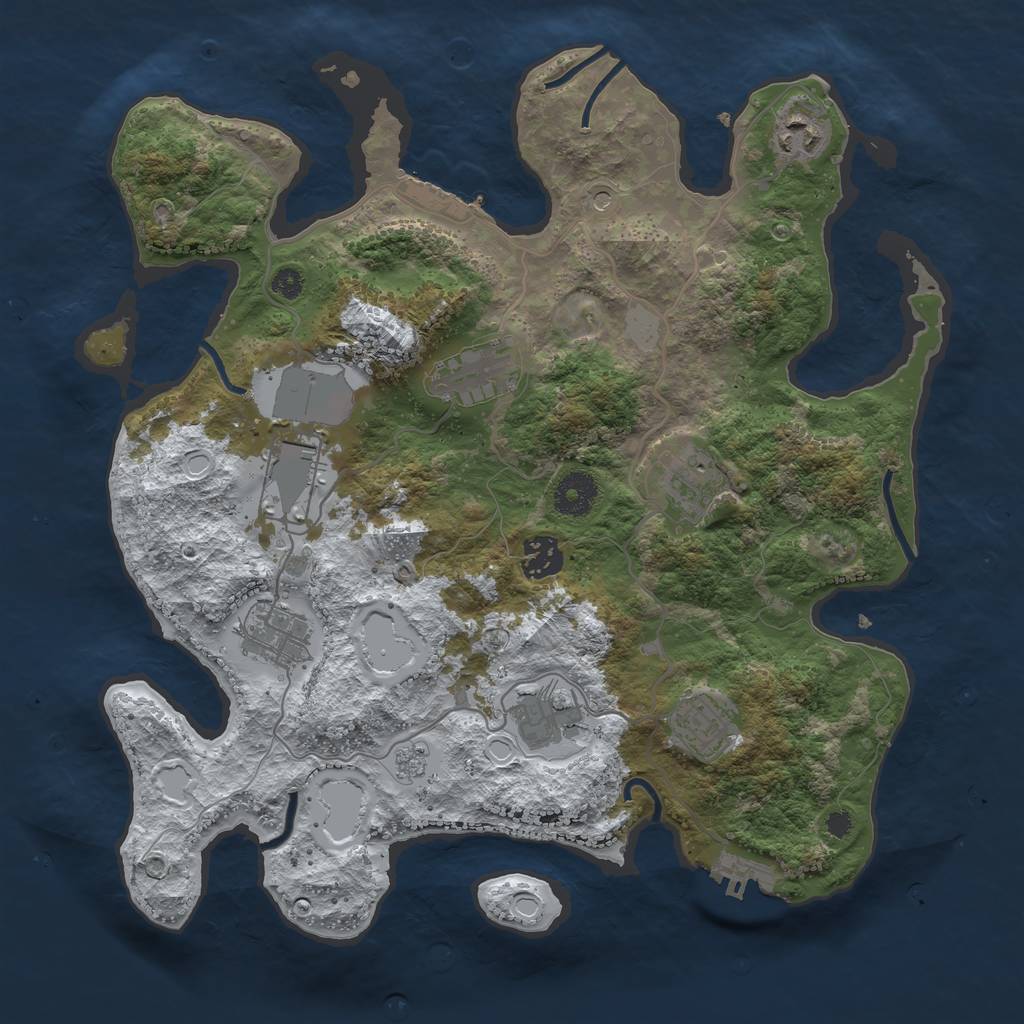 Rust Map: Procedural Map, Size: 3500, Seed: 1440050196, 17 Monuments