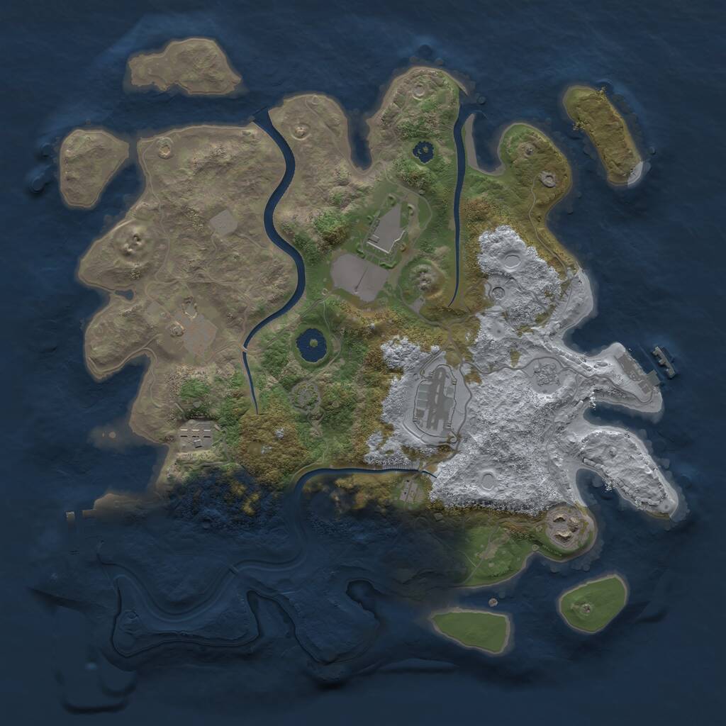 Rust Map: Procedural Map, Size: 3500, Seed: 145451, 11 Monuments