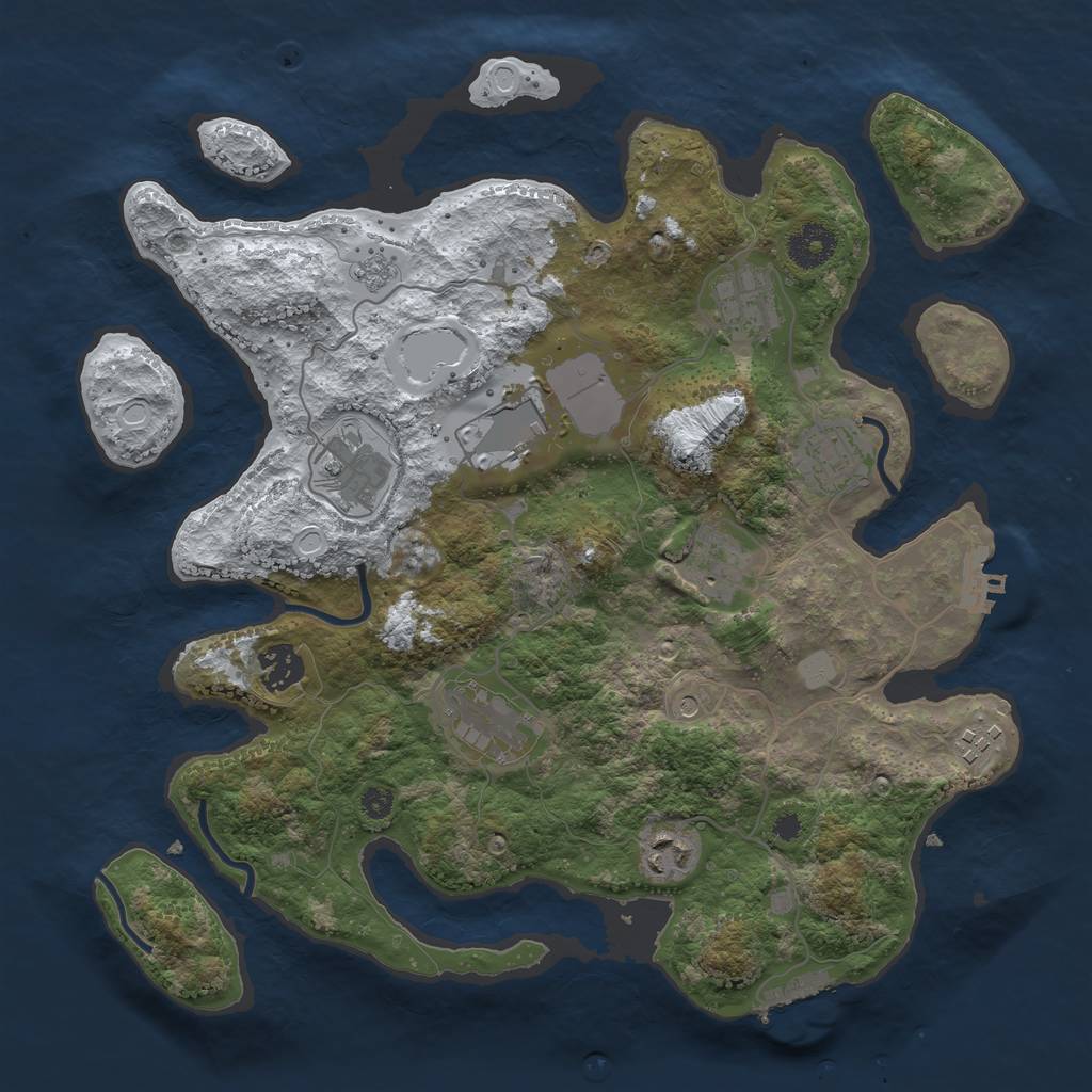 Rust Map: Procedural Map, Size: 3500, Seed: 1782056524, 18 Monuments