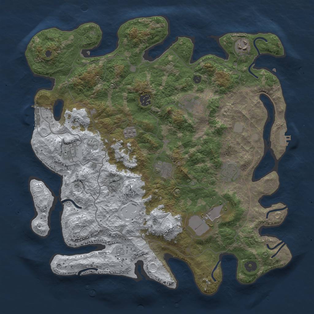 Rust Map: Procedural Map, Size: 4000, Seed: 854741, 17 Monuments