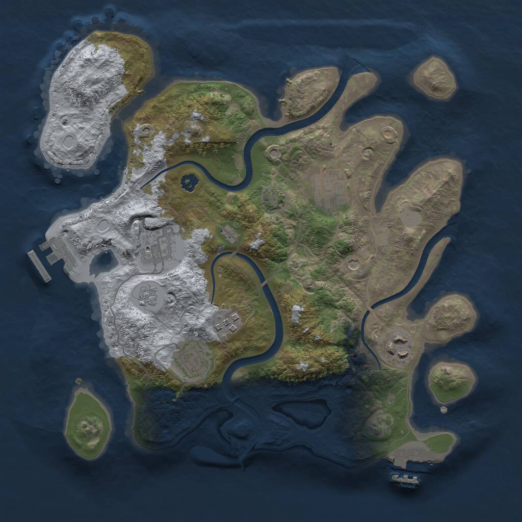 Rust Map: Procedural Map, Size: 3000, Seed: 3980, 11 Monuments