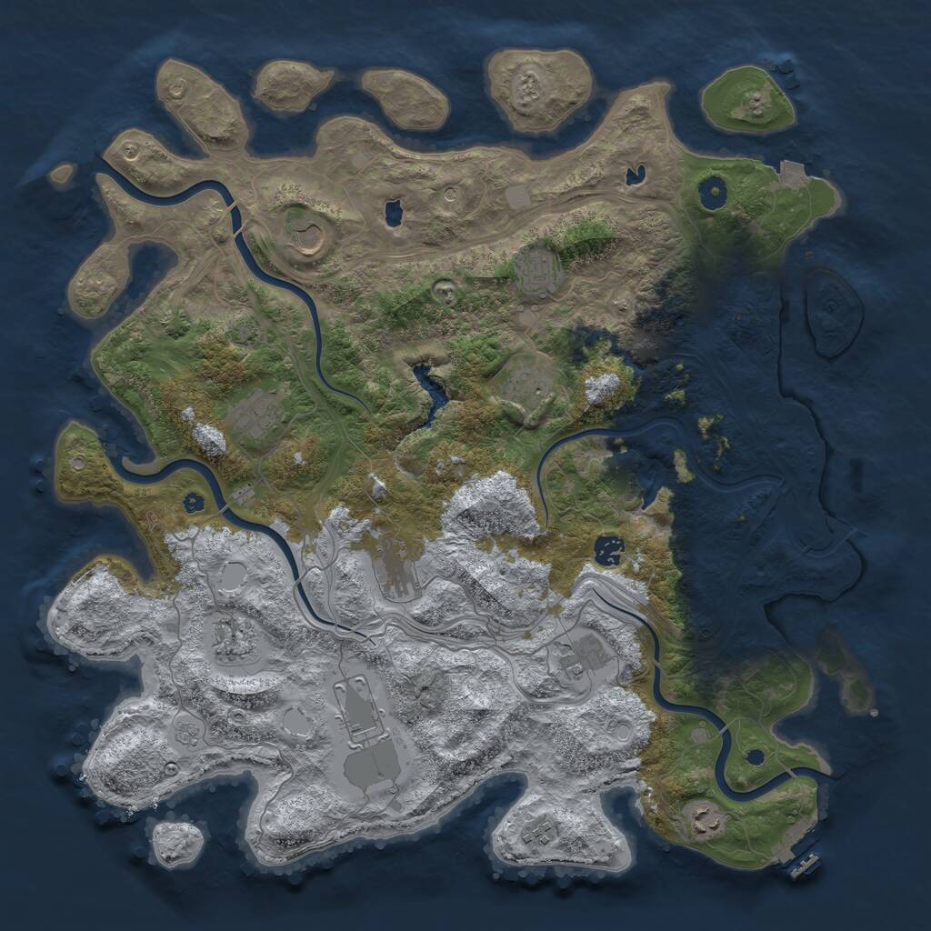 Rust Map: Procedural Map, Size: 4500, Seed: 284992148, 16 Monuments
